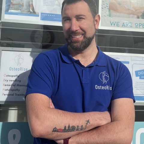 Danilo Diamanti, osteopath and founder of MyNewClinic, outside his OsteoRise clinic